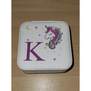 Parima‎ Unicorn Jewelry Zippered Box Girls Initials K W/Mirror
